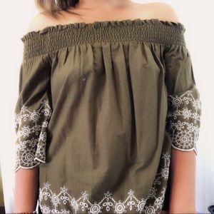 Abercrombie and Fitch Army Green Off the Shoulder